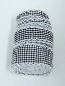 5yards/lot 10/15/25/38mm Frayed Edge Polyester Black Plaid Ribbons for DIY Gifts Bouquet Wrapping Bow Clothes Decoration