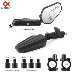 Motorcycle Mirrors M8 M10 7/8" Bolt Handlebar Mirror Universal Motorcycle ADV ATV Rearview Mirrors Foldable 360° Adjustment