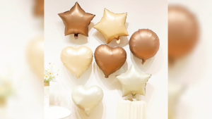 6pcs 18inch Cream Vintage Star Balloon For Birthday Party And Wedding Decoration