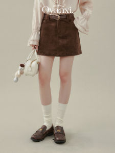 OUYANGXI | Chân Váy Mini Corduroy Phong Cách Retro