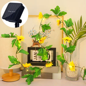 Solar Artificial Leaf Light String Outdoor Garden Light Christmas Wedding Party Decoration LED Fairy Lights Garland Decoration
