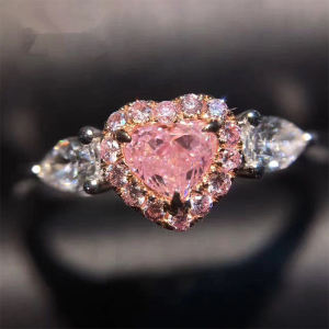 18K Golden Pink High Carbon Diamond Ring 3EX Cutter Niche Design Princesss Castle Love Angel Diamond Ring Women