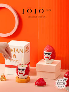 Almond Scented Candle Gift Box Ceramic Figurine Trending Play JOJOS L. PD. Mr. Grocery Purple Soldier Indoor Home Decor