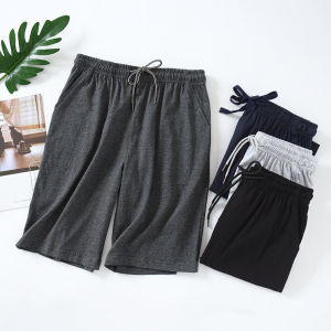 กางเกงนอนชายผ้าฝ้ายแท้ กางเกงขาสั้นฤดูร้อน ใส่สบาย กางเกงขายาวลำลอง กางเกงขายาวทรงหลวม กางเกงขายาวห้าส่วน บาง กางเกงขายาวสำหรับใส่อยู่บ้าน