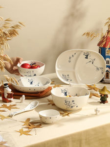 LOTUS BLUE | Home Dining Ceramic Bowl Set High Appearance