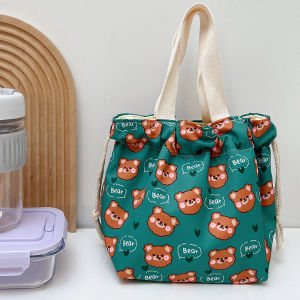 Cute Cartoon Toppling Man Portable Lunch Box Bag Drawstring Carrying High Aesthetic Value Waterproof Oilproof Bento Bag
