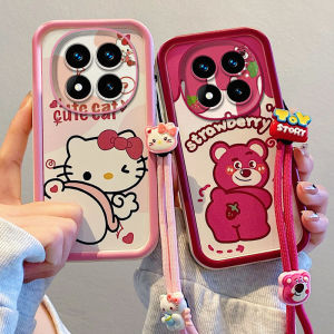 เคสโทรศัพท์ Redmi Note 14 Pro + Note14Pro Plus 5G 4G เคสการ์ตูนภาพน่ารักพร้อมสายคล้องป้องกันเลนส์ซิลิโคนกันกระแทกฝาหลังนิ่ม