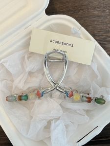 Large Size Pearl Hair Clip Womens Back of Head Elegant Silver Shark Clamp Bun Hair Clip Fashionable Hair Accessories