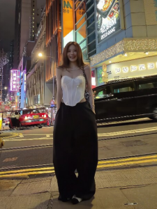 VKSOD | Korean Style Boning Waist-Shaping Slimming Strapless Top & High-Waisted Wide Leg Pants Suit