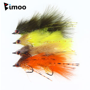Bimoo 2/4pcs Articulated Fish Streamers Fly Deer Hair Marabou Feather Artificial Bait Fish Pike Muskie Bass Trout Fishing Lures