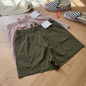 กางเกงขาสั้นผู้หญิงแบบลำลองแห้งเร็วสบายๆ 5 ชิ้น ทรงหลวม กางเกงขายาว 466384 ฤดูร้อน 2024 กระดุมข้าง
