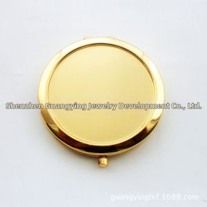 Elegant Golden Compact Round Glass Makeup Mirror