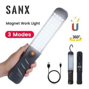 SANX LED Work Light Powerful Camping Lantern 3 Modes Floodlight USB Rechargeable Work Lamp with Magnet Hook Waterproof Repair Lights