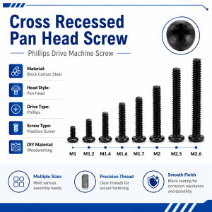 100-500Pcs M1 to M2.6 Phillips Pan Head Machine Screws Carbon Steel Cross Recessed Fastener Set for DIY Electronics Repair