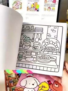 Cartoon decompression coloring book drawing book exercise childrens imagination coloring painting book children DIY hand-painted book