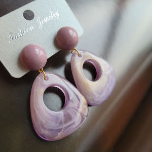Acrylic Geometric Summer Earrings Fresh Hong Kong Style Vintage 2021 New Purple High-End Feelings Womens Fashion Jewelry
