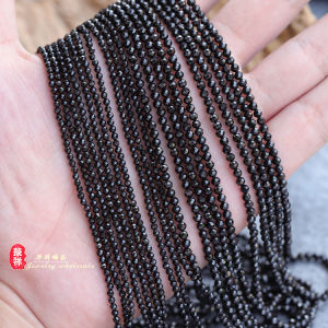 Natural Black Tip Crystal Cut Round Beads 2mm/3mm/4mm Loose Beads String DIY Semi-Finished Material Fashion Jewelry Accessories