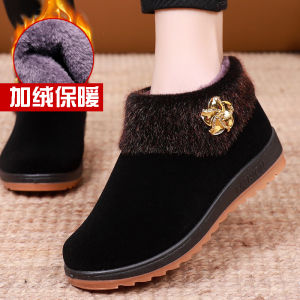 Giày Vải Bắc Kinh Cổ Điển Cho Nữ Mùa Đông Đế Mềm Chống Trượt Lót Lông Cừu Ấm Áp Giày Mẹ