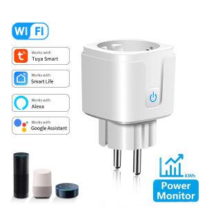 16A 20A AC100-240V Tuya WiFi Smart Socket EU Plug with Power Monitoring Smart Life App Outlets Alexa Google Home Voice Control