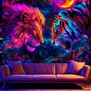 VIKAMA Dark-Tone Fluorescent Wall Tapestry Cool Living Room Bedroom Office Decor Tapestry Easy-to-Hang Home Decor