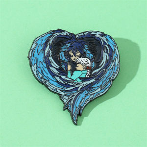 Bandai | Heart Shaped Anime Inspired Enamel Pins Fantasy Movie Character Lapel Brooches Metal Badge Pins for Denim Collectible Gift