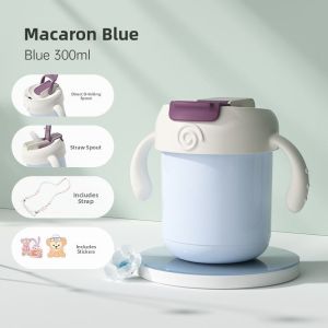 MONLEYTA | Stainless Steel Childrens Milk Cup With Scale Anti-Fall High-Temperature Resistant Straw For Toddlers Soup Bowl Supplementary Food