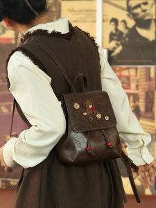 น่ารัก Retro Art Backpack Original ดีไซน์ Pu หนัง ผู้หญิง Daily Match Play Small Bag หลากหลาย กระเป๋าลูกปัดสีบริสุทธิ์ ลำลอง