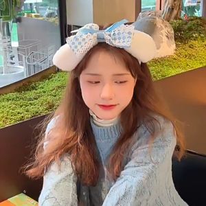 Gratis Semua - Furry Rabbit Ear Bandana / Bandana Motif Telinga Kelinci / Bando Furry Cosplay / Hairband Lolita Ear with Ribbon