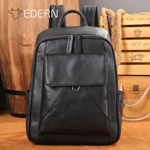 EDERN 2025 mới Ba Lô da thật cho nam Túi đi học bằng da bò dung tích lớn Balo du lịch chống thấm nước Túi đựng máy tính xách tay 13.3 inch