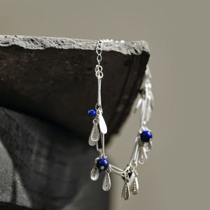Elegant Niche Jewelry Blue Lapis Lazuli 925 Silver Womens Bracelet