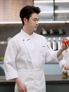 Long Sleeved Chef Uniform With Hidden Buttons Breathable Durable Chef Jacket French Collar Professional Chef Uniform