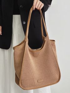 jpj | Summer Lightweight JPJClassic Straw Woven Tote Bag Womens Holiday Style Underarm Commuting Mom Travel Handbag PE Material