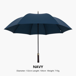 ร่มชูชีพ132ซม. นักธุรกิจผู้ชายร่มใหญ่แข็งแรงร่มมือจับยาวฝนไม้กันลมสำหรับผู้หญิงร่มกอล์ฟขนาดใหญ่8K