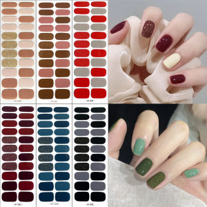 Simple 22 Sticker Jumping Color Series Nail Art Sticker Solid Color with Adhesive Backing Full Curing Nail Sticker