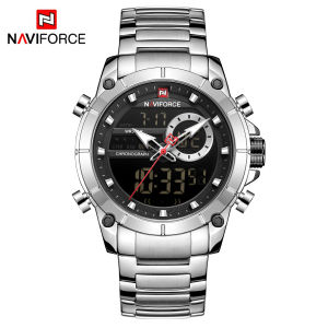 NAVIFORCE Classic Watch for Men Casual Digital Waterproof Wristwatch Double Display Gold Watches Stainless Steel Men Watch NF9163