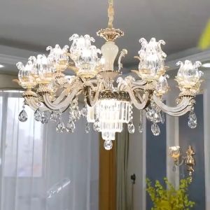Đèn chùm ROSIT phong cách Châu Âu trang trí nội thất hiện đại sang trọng loại 15 tay - kèm bóng LED chuyên dụng.