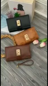 Dompet Panjang Wanita Polos Muat Handphone Dompet Cewek Tempat Foto Kartu Uang Kertas dan Koin