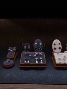 Wooden Ring Earrings Display Stand Holder Jewelry Rings Earrings Organizer Storage Display Holder Stand Rack Jewelry Show
