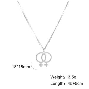 Cazador Fashion Gay Lesbian Symbol Pendant Necklaces Stainless Steel Chain New Jewelry for Women Men Birthday Party Gift 2024