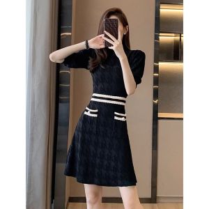 Missliu fesyen wanita panjang pendek pendek saiz 2025 musim panas baru elegant Hepburn gaya dengan hitam cerah