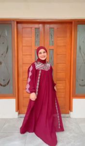 BAFFLING- Model Terbaru Salma Dress Matt Ceruty Babydoll Full Furing Bordir / Muslim Wanita Kekinian / Dress Wanita Murah Lengan Panjang / Outfit Wanita Terbaru 2022 / Modern / Dewasa / Baju Muslim / Pusat Grosir Baju Muslim – COD