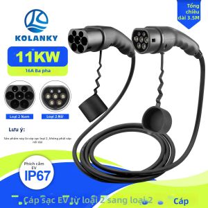 Cáp Sạc Kolanky EV 16A 11KW Loại 2 Đầu Đực Sang Đầu Cái Dài 3.5M Chất Liệu TPU Dành Cho Xe Điện Và Xe Hybrid