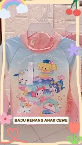 Setelan Baju Renang Anak Perempuan Import Murah Swimsuit Pink Party Flowers Pattern Sanrio