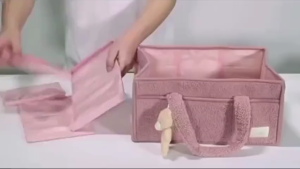 Fleece Handheld Baby Diaper Bag Organizer Extra-Large Capacity Storage Basket Baby Diaper Storage Changing Bag