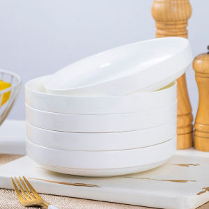 Đĩa Thức Ăn Bằng Gốm Sứ Trắng Phong Cách Nhật Bản Mới Của Jingdezhen Đĩa Sâu Dùng Trong Gia Đình Cảm Giác Cao Cấp