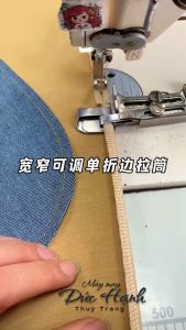 Cữ CUỐN XÕAcữ may lai gấp 1 lần điều chỉnh 06mm-25mm (1/4-1inch) dùng cho máy may 1 kim công nghiệp (TẶNG ỐC BẮT CỮ)