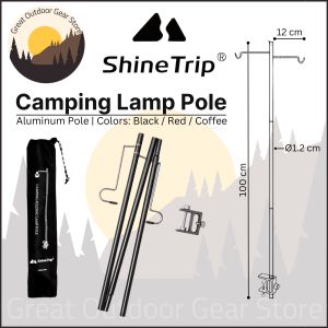 ShineTrip Outdoor Camping Lamp Pole Hiking Folding Lantern Post Aluminum Alloy Light Stand Double Head Hook Camping light Lighting Pole
