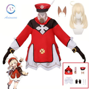 Genshin Impact Klee Cosplay Full Set Costume Party Dress Halloween Cosplay Costume for kids Knapsack Full Set Props