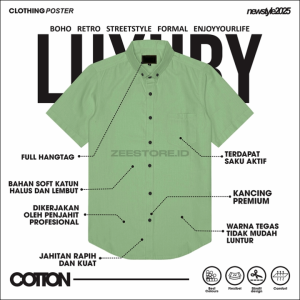 Kemeja Couple Ayah dan Anak Laki Laki Lengan Panjang dan Pendek Warna Hijau Sage Tosca Mint Polos Basic Premium  Jumbo Bigsize