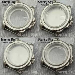 Starry Sky 40mm Sapphire Glass Bidirectional Rotation Silver Watch Case Fit NH35/ETA PT5000 Automatic Movement Watch Accessories